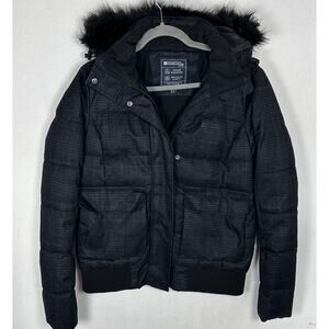 Mountain Warehouse Coat Womens Size 6 Black Plaid Hooded Jacket Ski Snowboard
